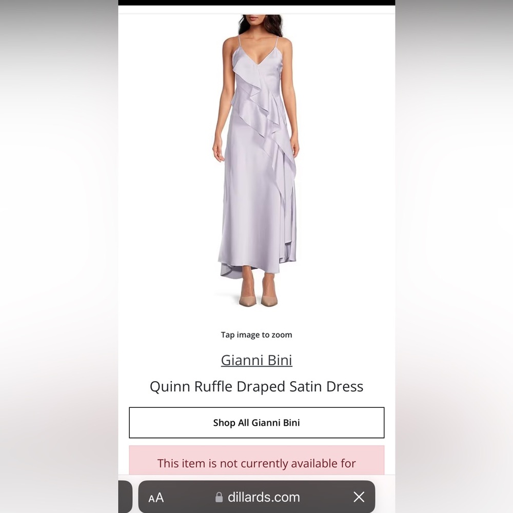 Gianni Bini Quinn Ruffle Draped Satin Dress